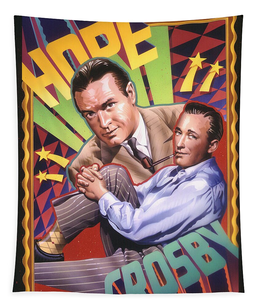 Bob Hope Tapestry featuring the painting Bob Hope and Bing Crosby by Garth Glazier