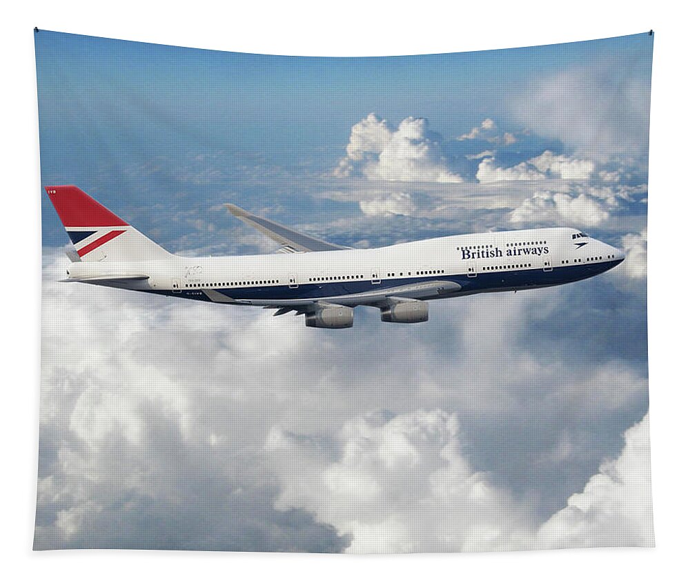 British Airways Boeing 747 Tapestry featuring the digital art Boeing 747-436 G-CIVB by Airpower Art