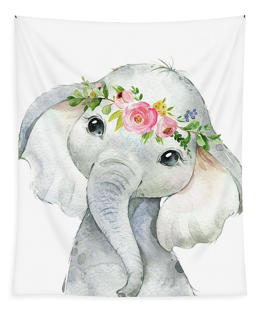 Elephant Tapestry featuring the digital art Boho Elephant by Pink Forest Cafe