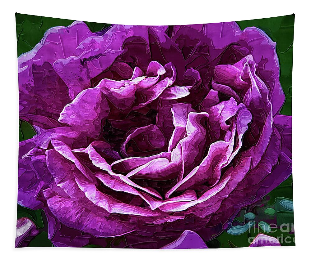Rose Tapestry featuring the digital art Bold Purple Rose Bloom by Kirt Tisdale