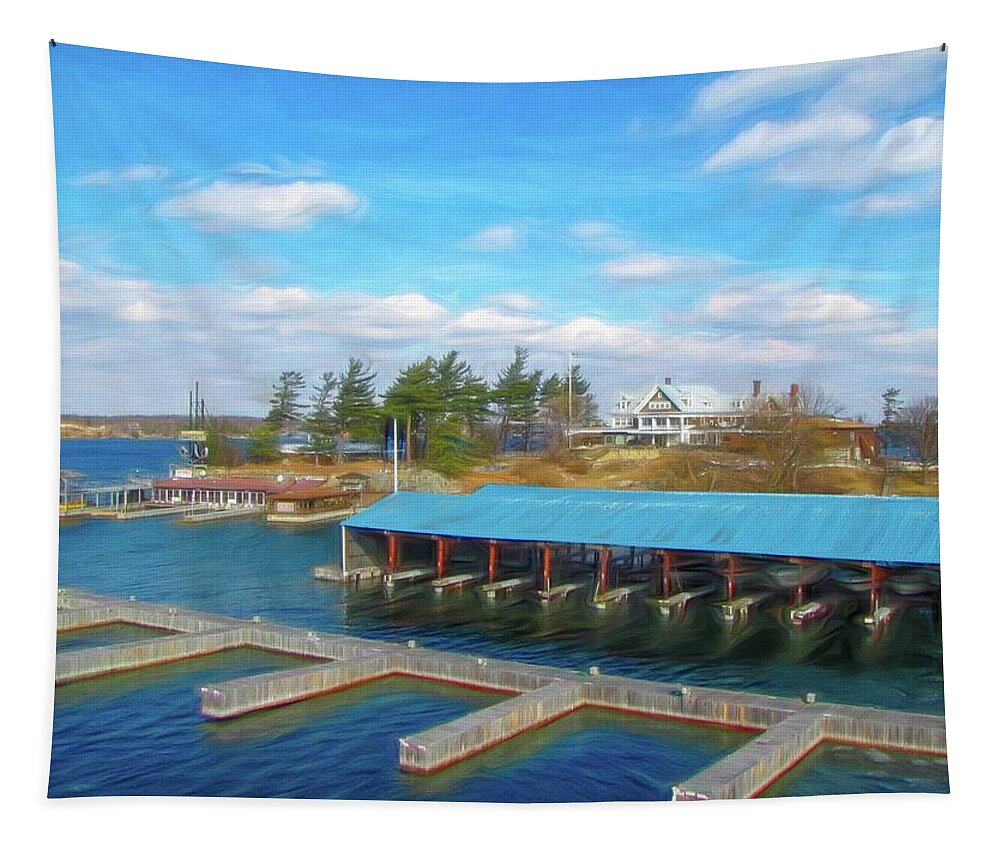 Alexandria Bay Tapestry featuring the photograph Bonnie Castle Resort by Susan Hope Finley