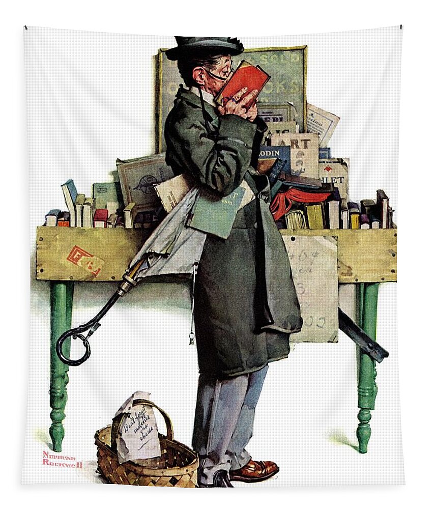 Books Tapestry featuring the painting Bookworm by Norman Rockwell