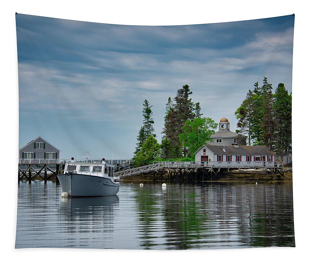 Atlantic Ocean Tapestry featuring the photograph Boothbay Calm by Guy Whiteley