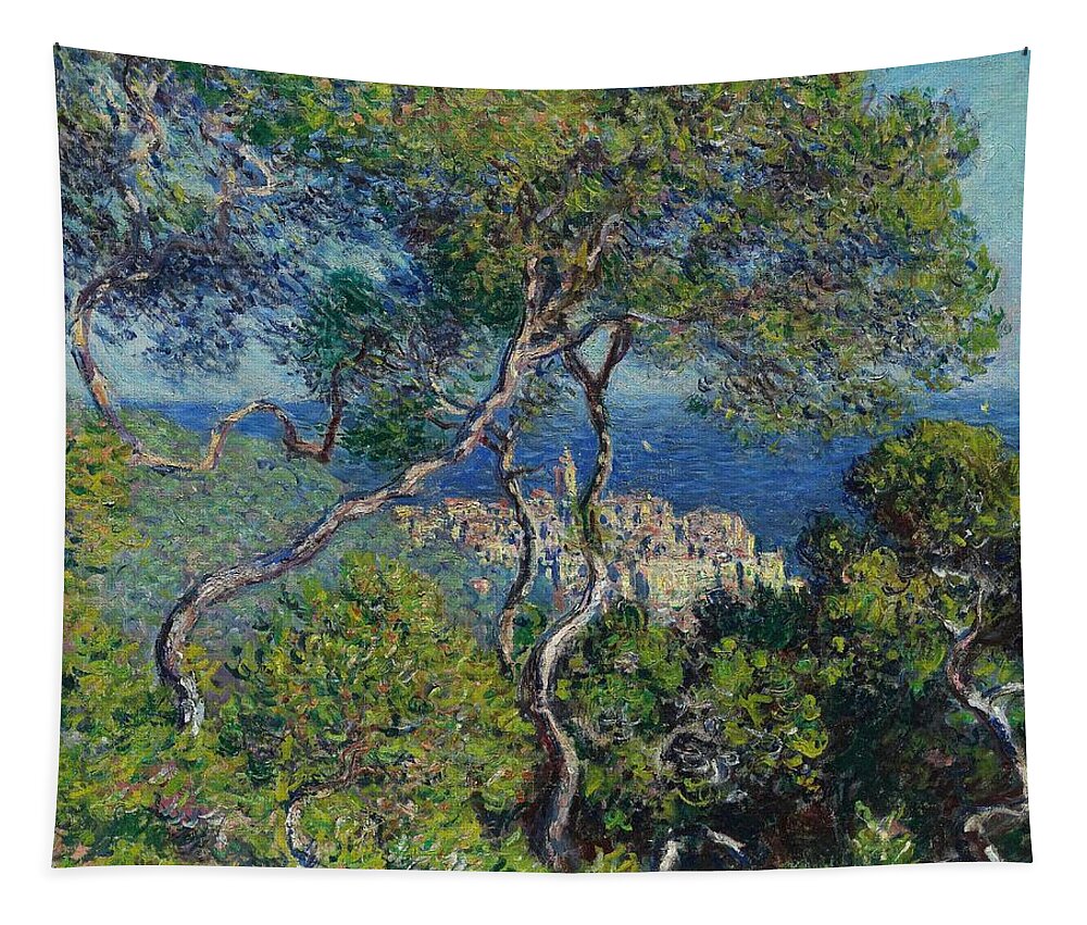 Claude Monet Tapestry featuring the painting Bordighera. Claude Monet, French, 1840-1926. by Claude Monet
