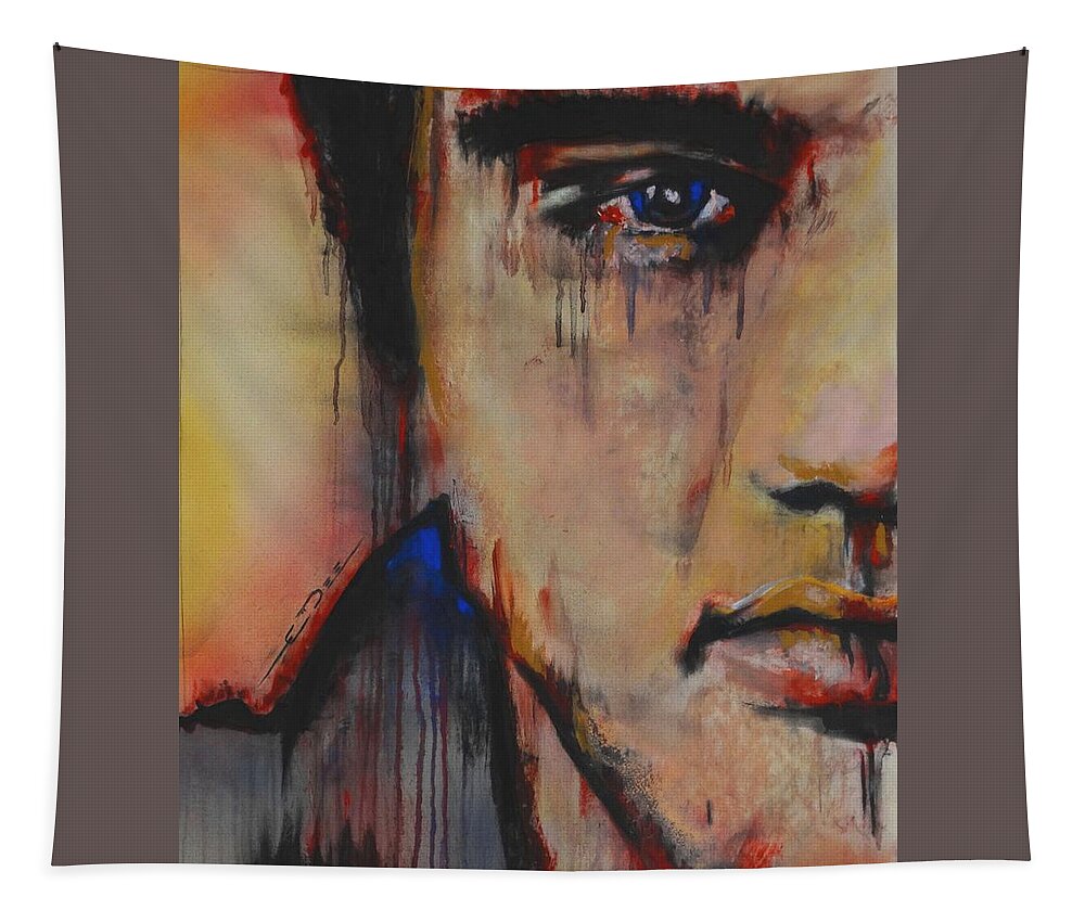Elvis Presley Tapestry featuring the pastel Born Standing Up by Eric Dee