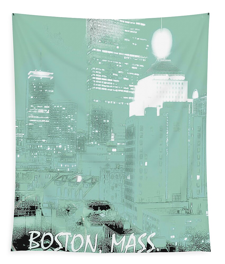 Architecture Tapestry featuring the photograph Boston Massachusetts Night Scene Digital Art by A Macarthur Gurmankin