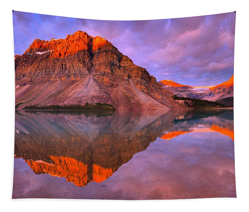 Bow Lake Tapestry featuring the photograph Bow Lake Summer Sunrise Reflections by Adam Jewell