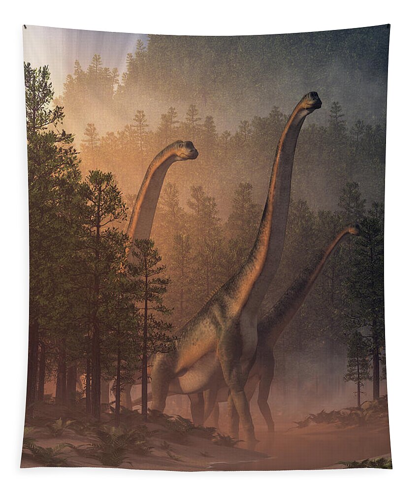 Brachiosaurus Tapestry featuring the digital art Brachiosaurus Valley by Daniel Eskridge