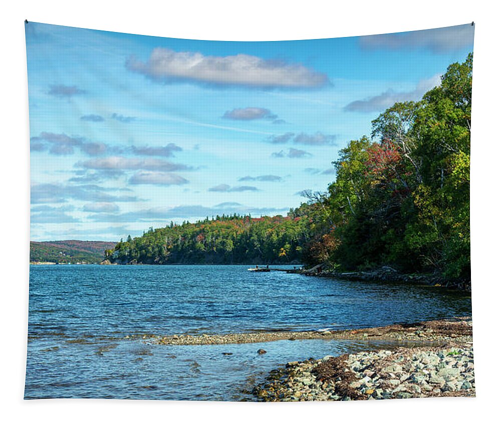 Autumn Tapestry featuring the digital art Bras d'Or Lake, Cape Breton Nova Scotia, Canada by Ken Morris