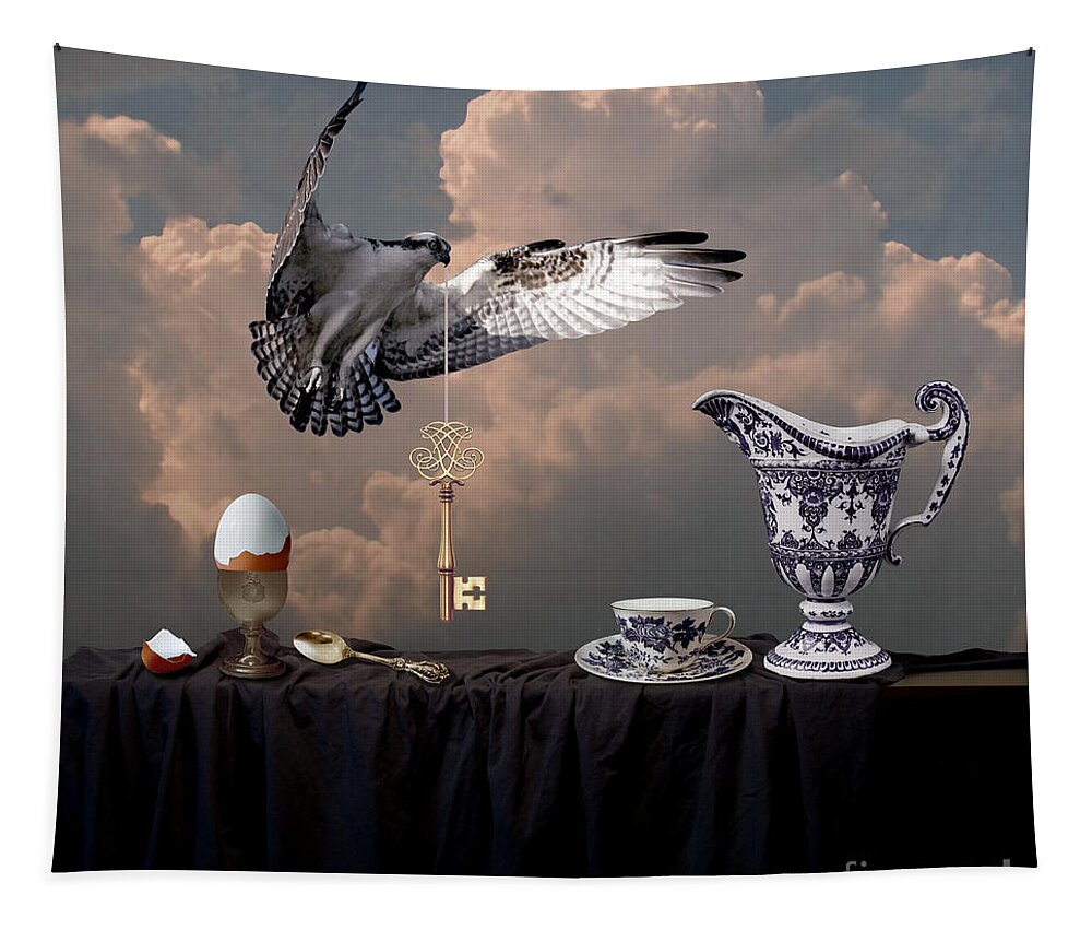 Falcon Tapestry featuring the digital art Breakfast with falcon by Alexa Szlavics