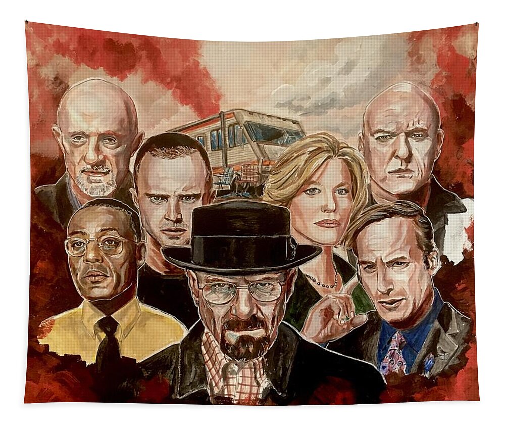 Breaking Bad Tapestry featuring the painting Breaking Bad Family Portrait by Joel Tesch