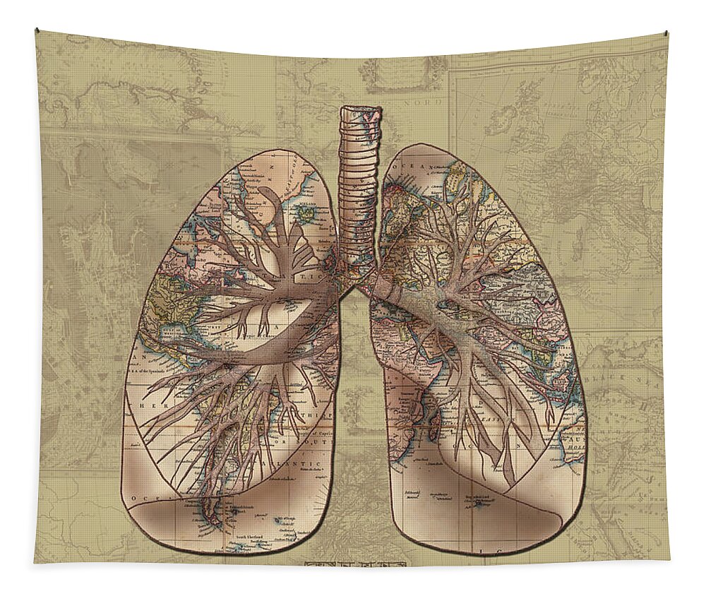 Lung Tapestry featuring the digital art Breathe The Adventure 3 by Bekim M