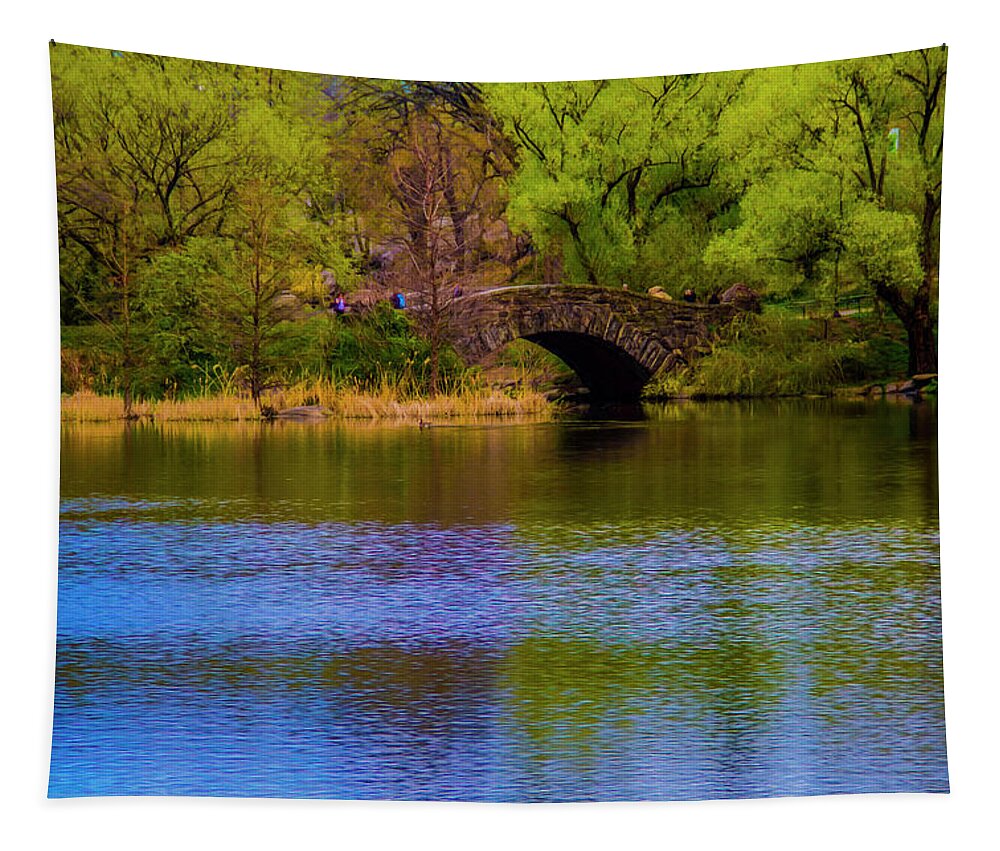 New York Tapestry featuring the photograph Bridge in central park by Stuart Manning