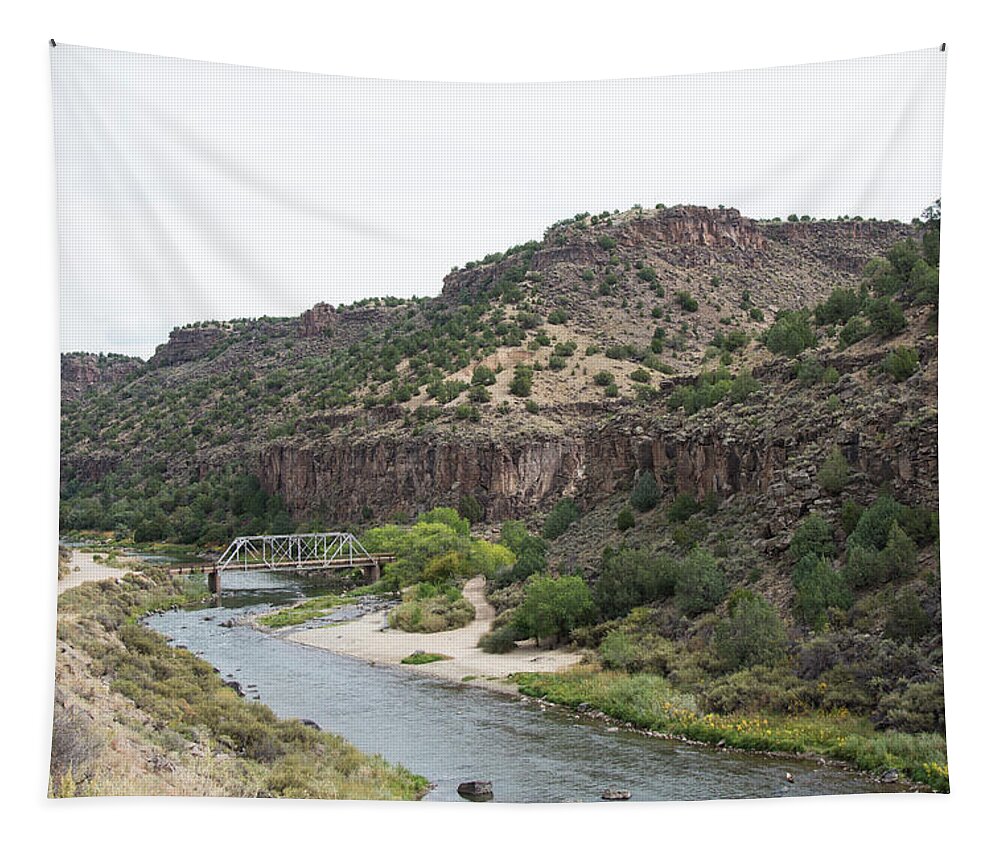 New Mexico Tapestry featuring the photograph Bridge Over The Rio Grande by Henry R Rozycki