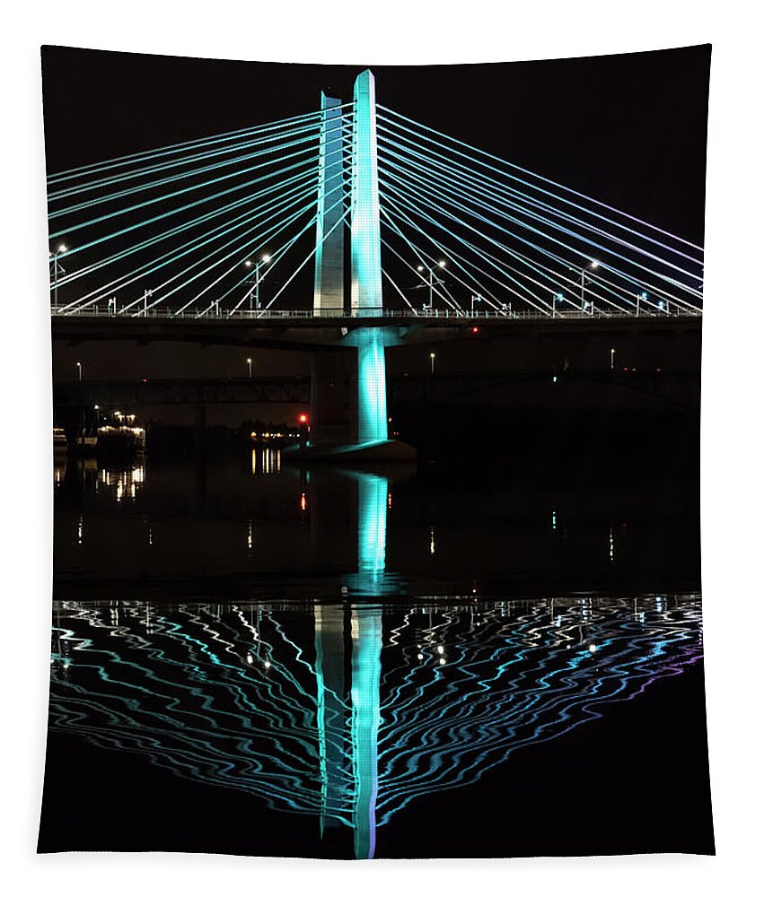 Bridge Tapestry featuring the photograph Bridge Reflections by Steven Clark