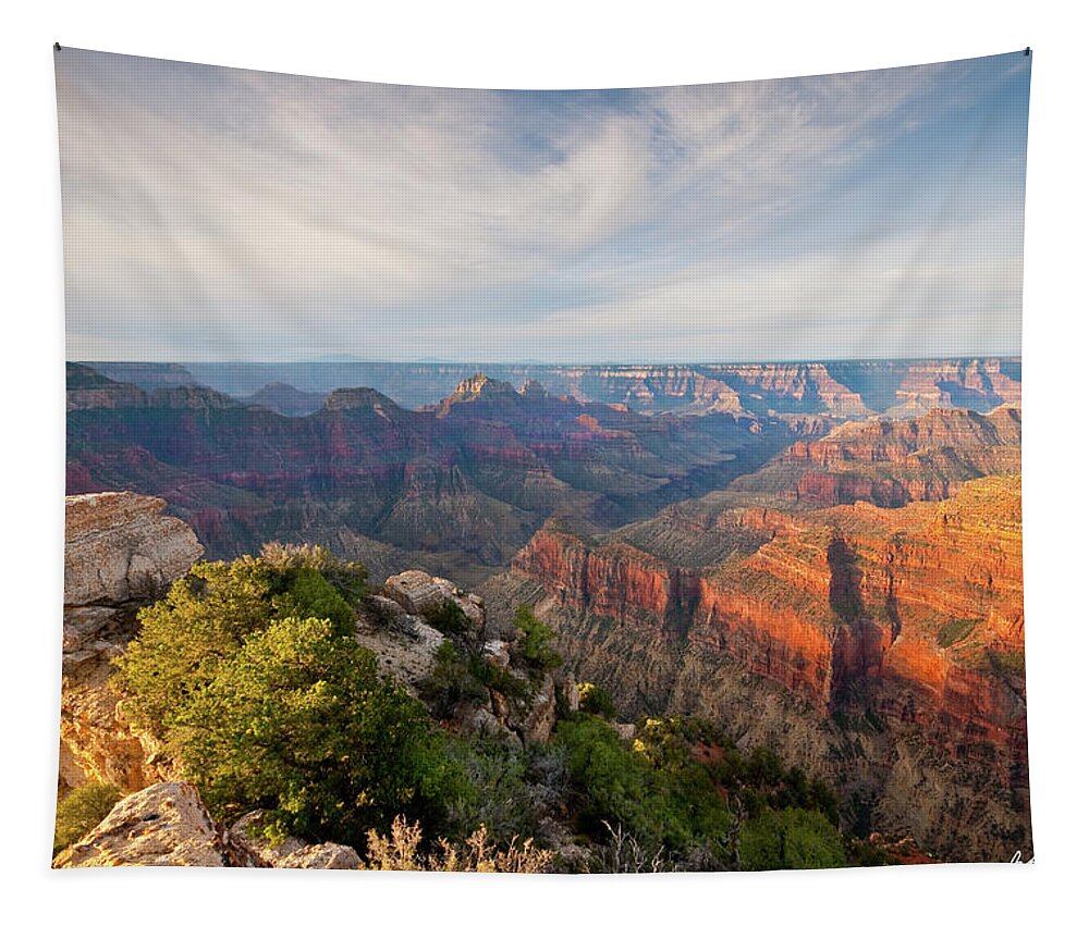 Arizona Tapestry featuring the photograph Bright Angel Canyon at Sunrise by Jeff Goulden