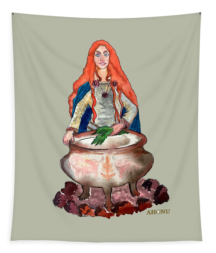 Brigid Tapestry featuring the painting Brigid Of The Gaels by AHONU Aingeal Rose
