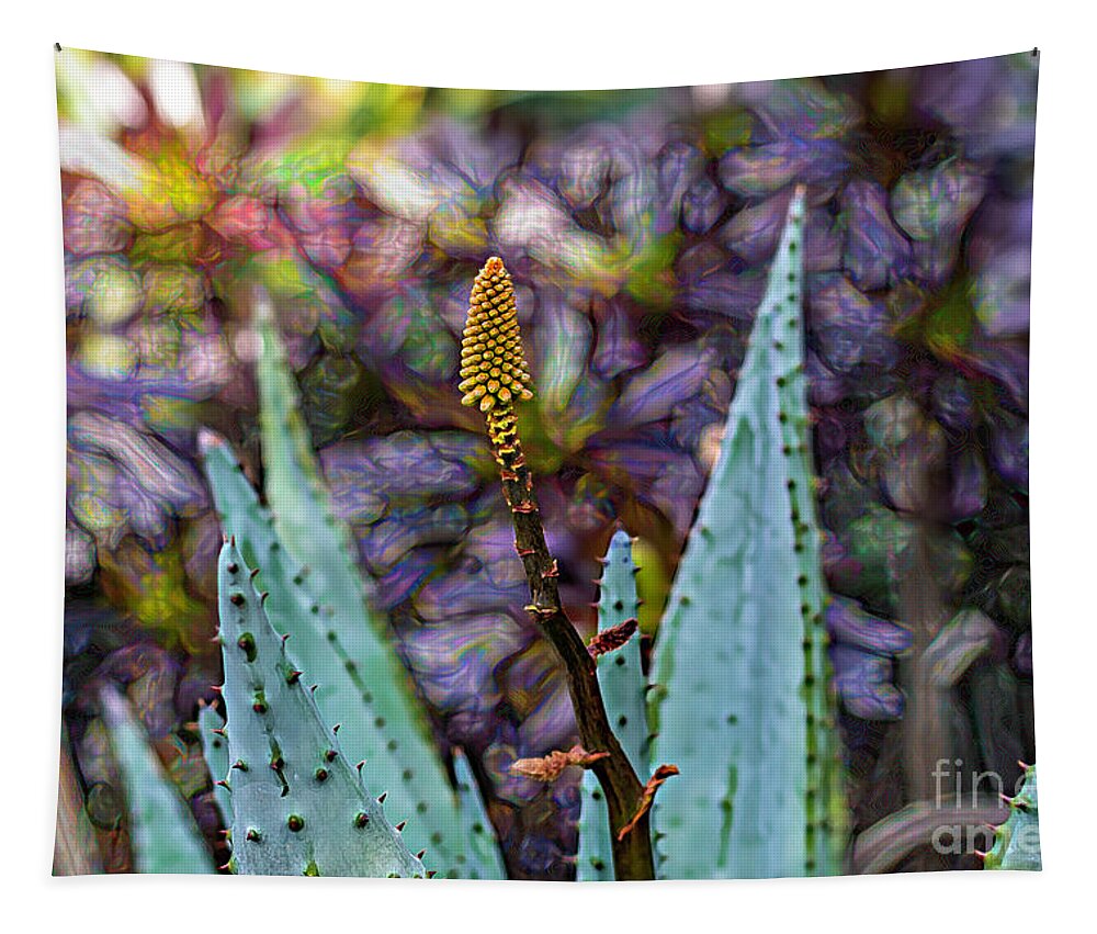 Abstract Tapestry featuring the photograph Brilliant Aloe Succulent Flower by Roslyn Wilkins