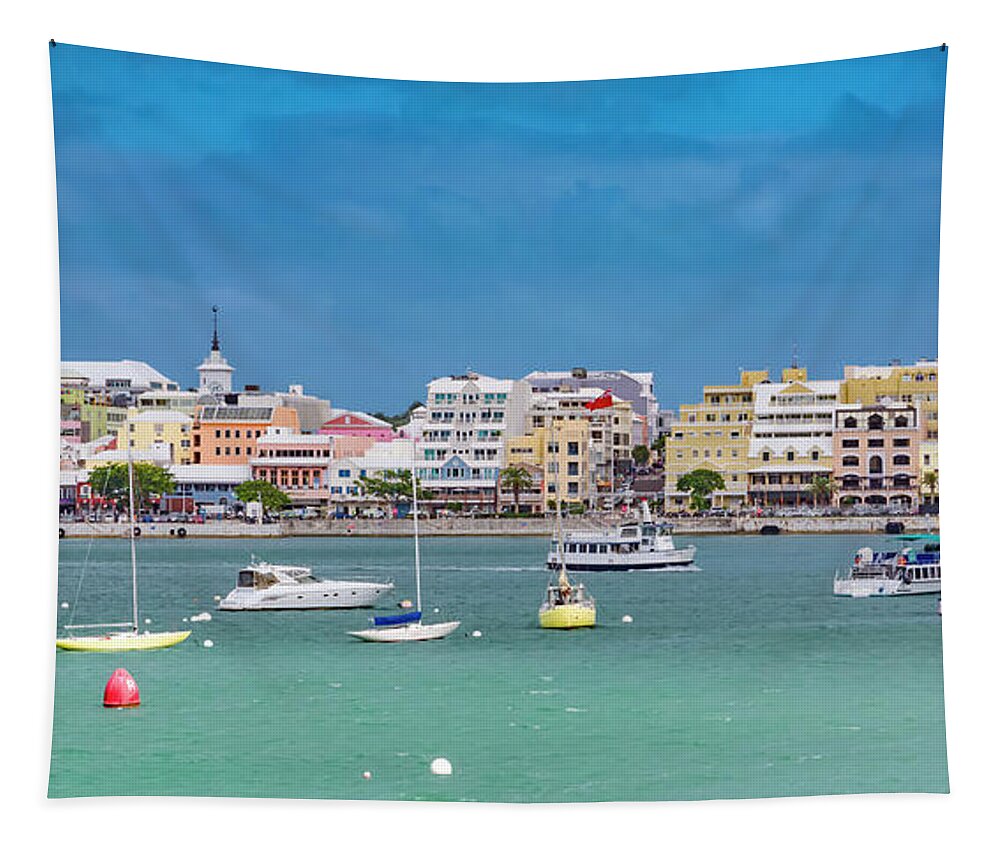 Bermuda Tapestry featuring the photograph Brilliant Bermuda Cityscape by Betsy Knapp