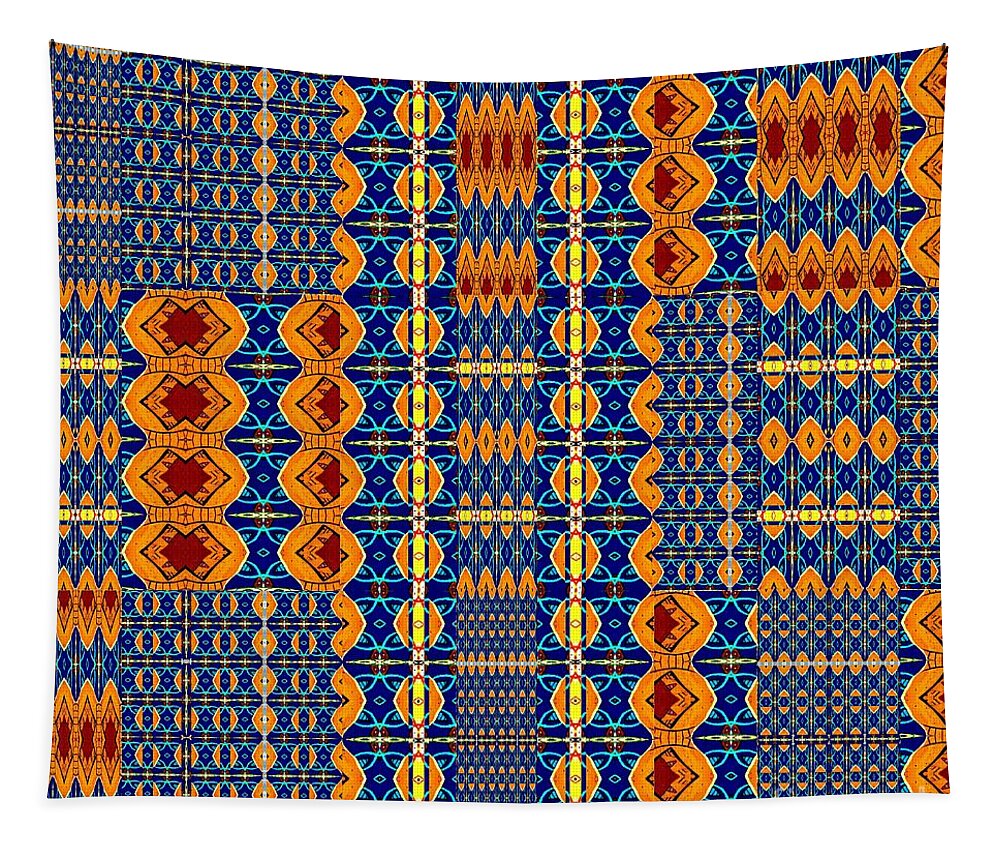 Brilliant In Orange And Blue By Helena Tiainen Tapestry featuring the painting Brilliant In Orange And Blue by Helena Tiainen