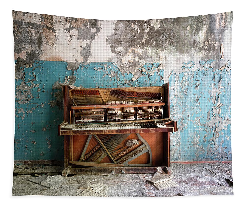 Urban Tapestry featuring the photograph Broken and Abandoned Piano by Roman Robroek