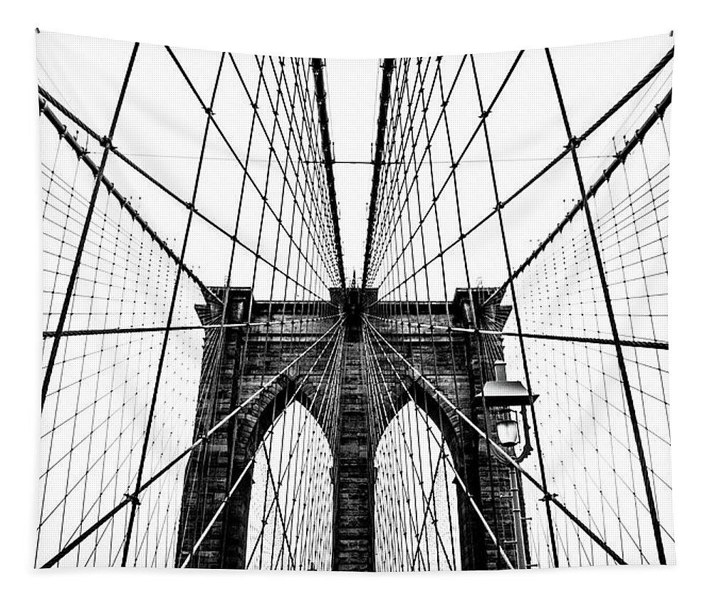 Brooklyn Tapestry featuring the photograph Brooklyn Bridge Web by Nicklas Gustafsson