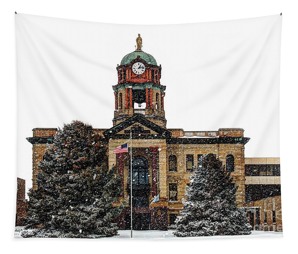 Brown Tapestry featuring the photograph Brown County Courthouse - 2 by Jeffrey Schulz