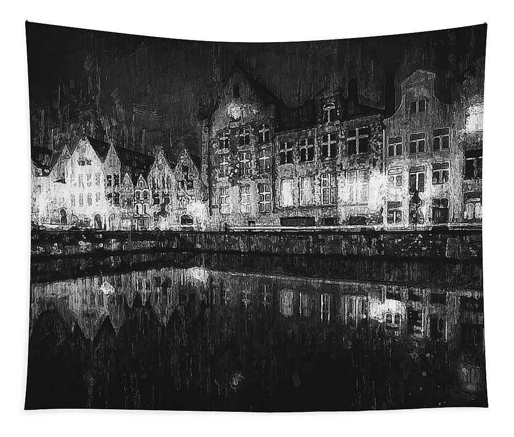 Belgium Tapestry featuring the painting Bruges, Belgium - 11 by AM FineArtPrints