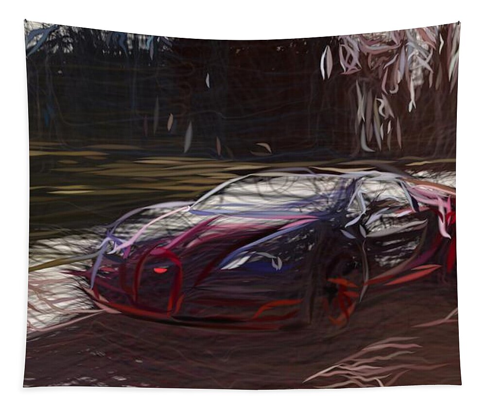 Bugatti Tapestry featuring the digital art Bugatti Veyron Grand Sport Vitesse La Finale Drawing by CarsToon Concept