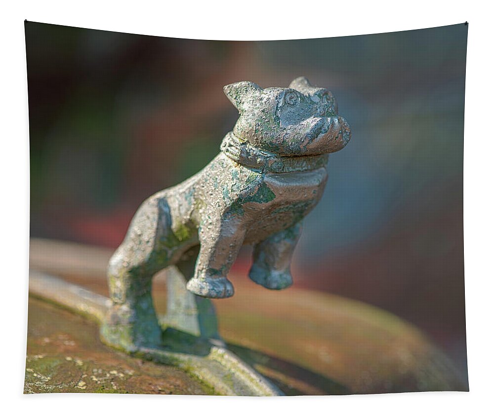 Old Car Tapestry featuring the photograph Bulldog Hood Ornament by Minnie Gallman