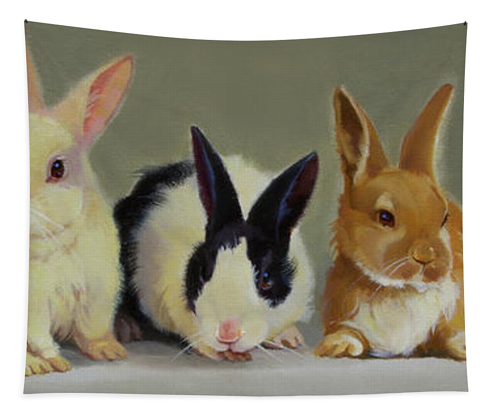 Farm Animals Tapestry featuring the painting Bunny Babies by Carolyne Hawley