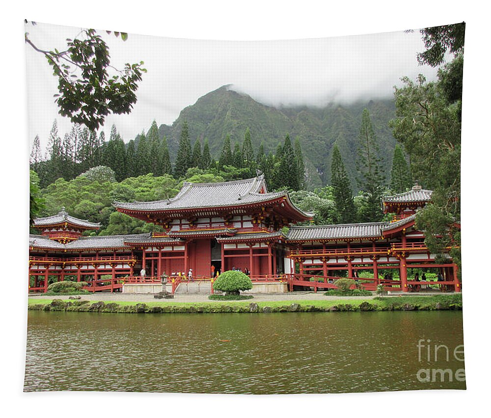 Byodo Tapestry featuring the photograph Byodo-In Temple 10 by Randall Weidner
