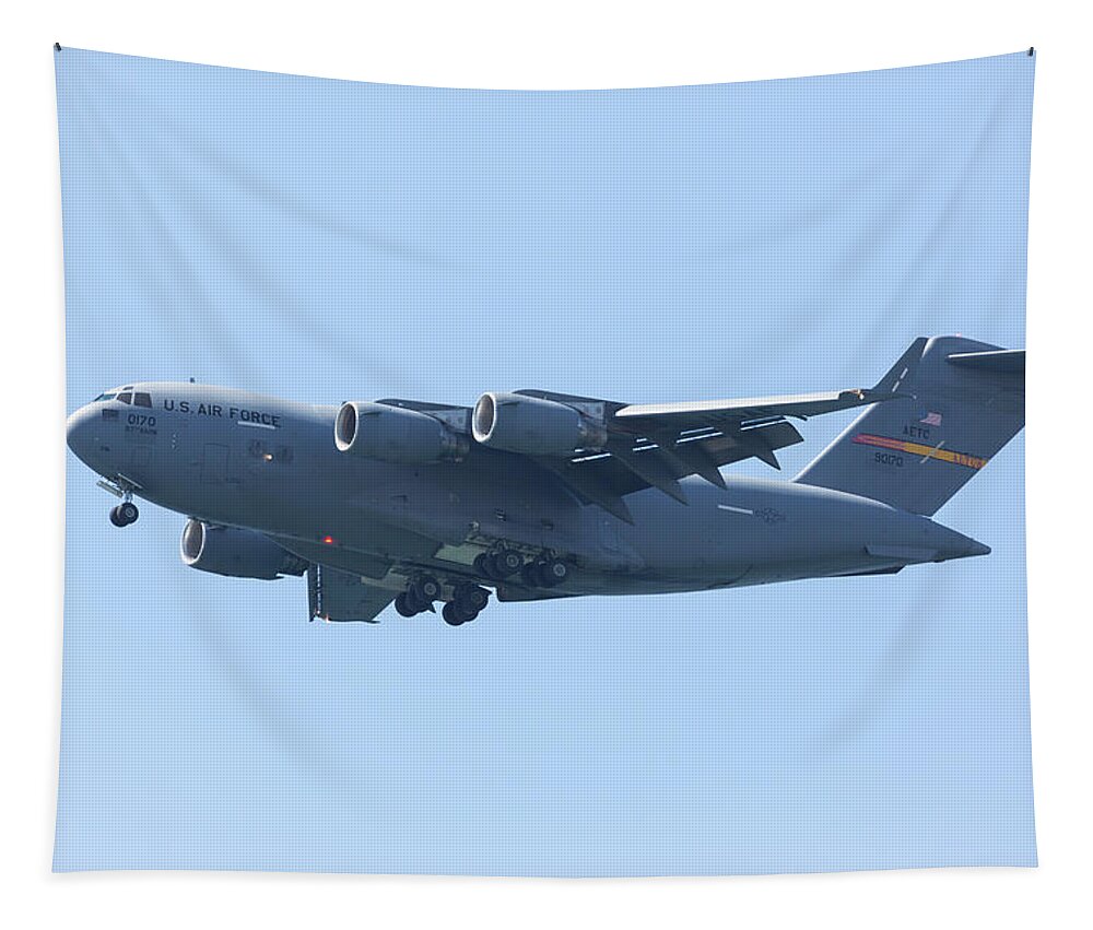 C-17 Tapestry featuring the photograph C-17 Landing Configuration by John Daly