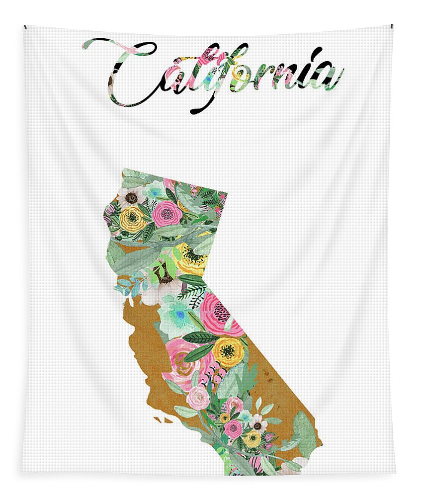 California Collage Tapestry featuring the mixed media California by Claudia Schoen