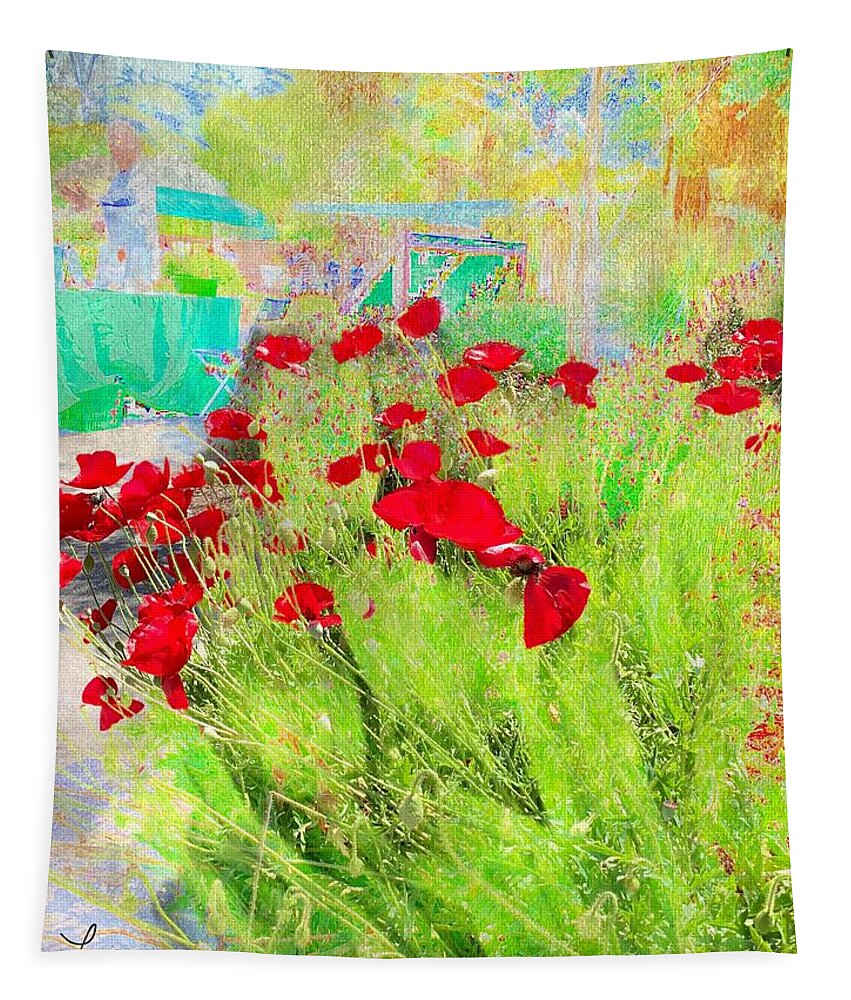 Poppies Tapestry featuring the digital art California Poppies Abstract by Frank Bright