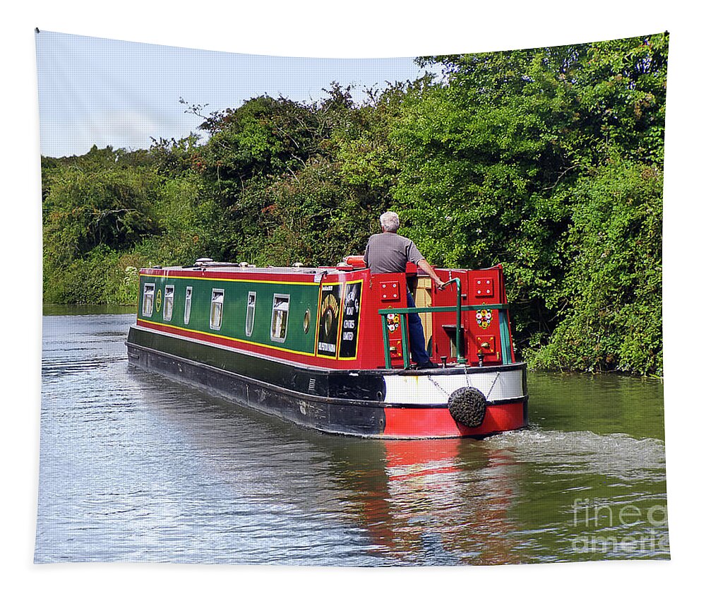 Canal Tapestry featuring the photograph Canal Boat by Terri Waters