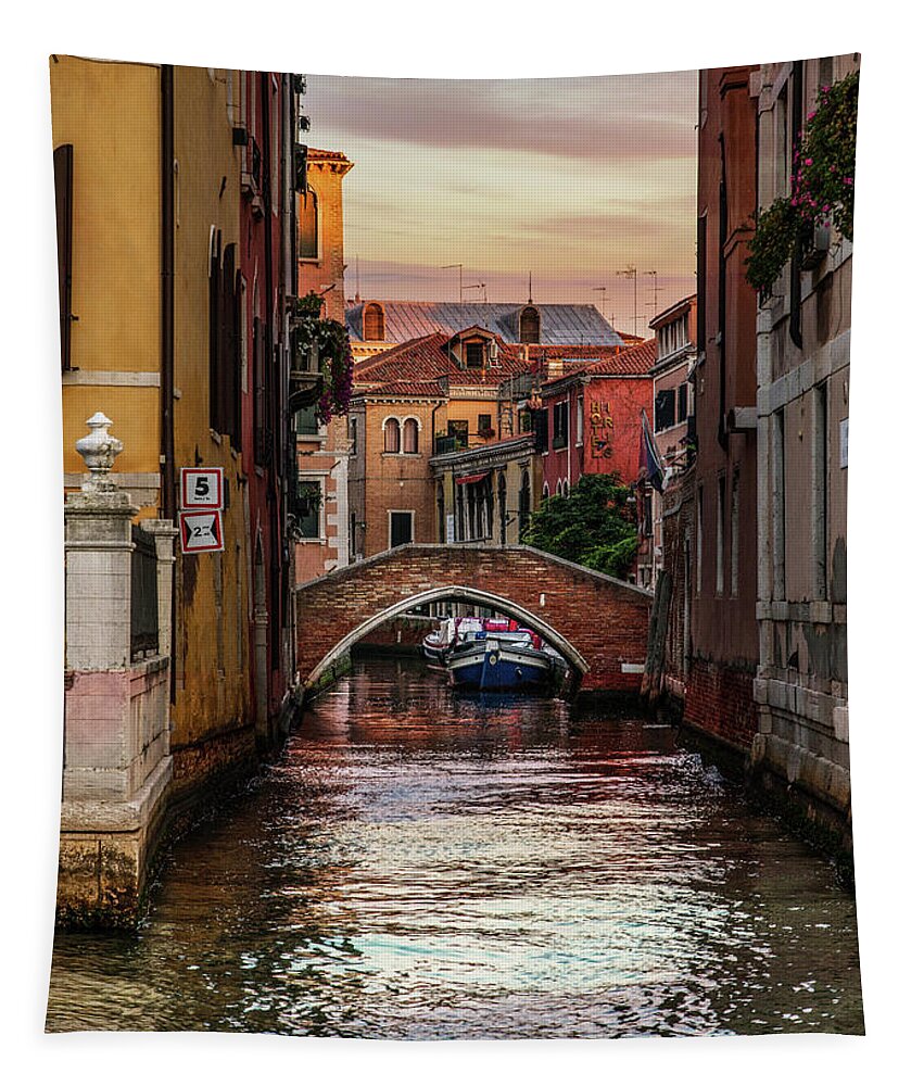 Canal Tapestry featuring the photograph Canals of Venice by Jaroslaw Blaminsky
