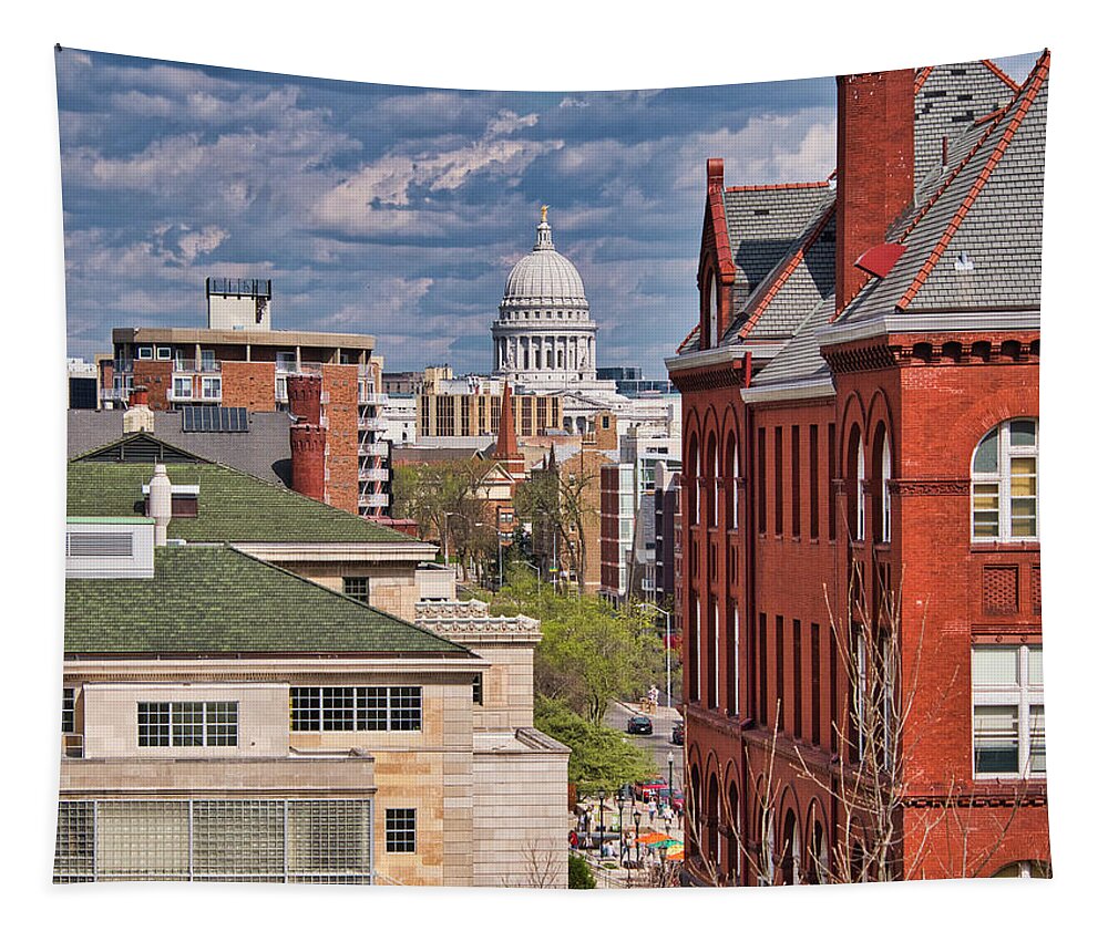 Madison Tapestry featuring the photograph Capitol from UW - Madison - Wisconsin by Steven Ralser