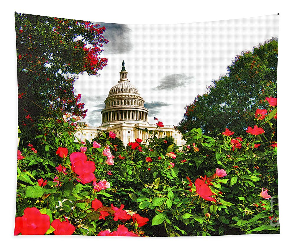 Capitol Tapestry featuring the photograph Capitol West Summer - Impression by Steve Ember