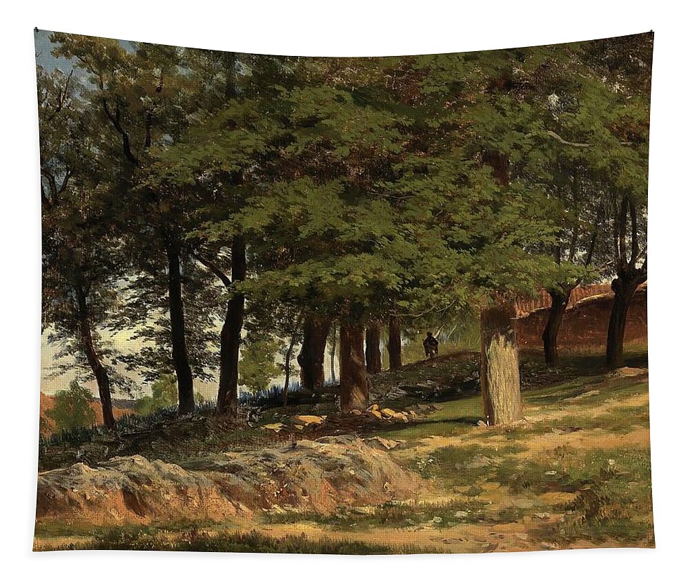 A Forest. Monastario De Piedra Tapestry featuring the painting Carlos de Haes / 'A Forest. Monastario de Piedra', 1857, Spanish School, Paper. by Carlos de Haes -1829-1898-