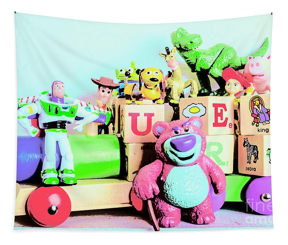 Toy Tapestry featuring the photograph Carriage of cartoon characters by Jorgo Photography