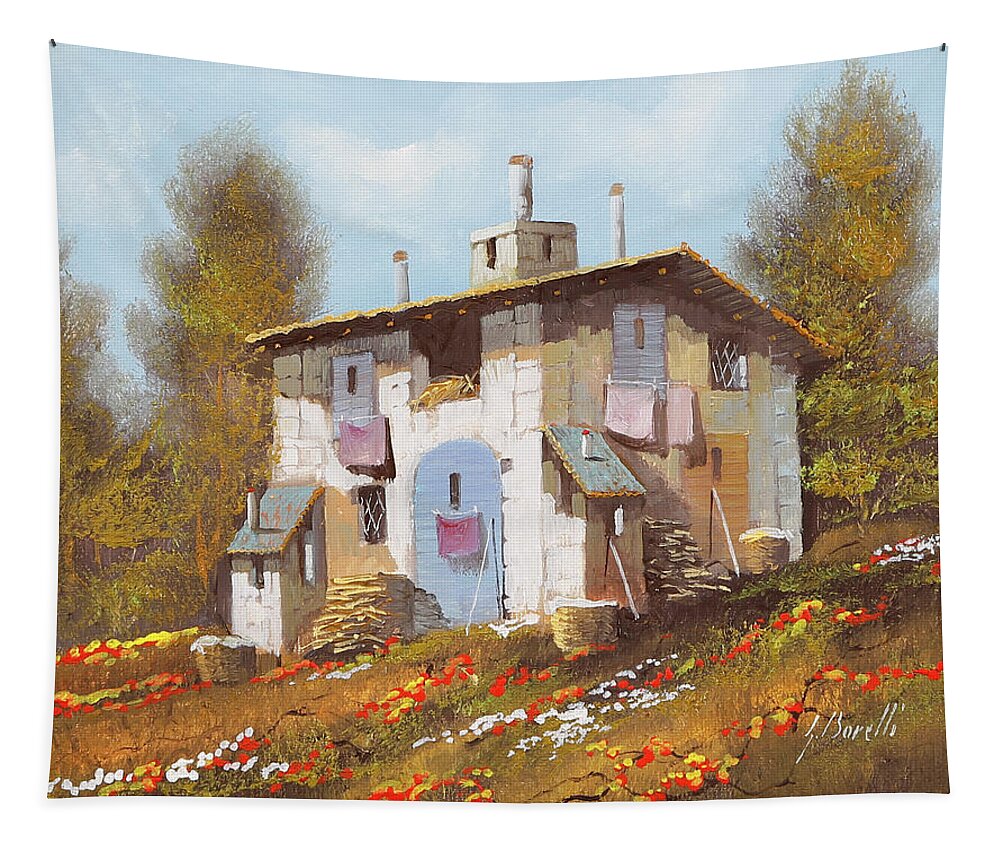 Little House Tapestry featuring the painting Casa Unica by Guido Borelli
