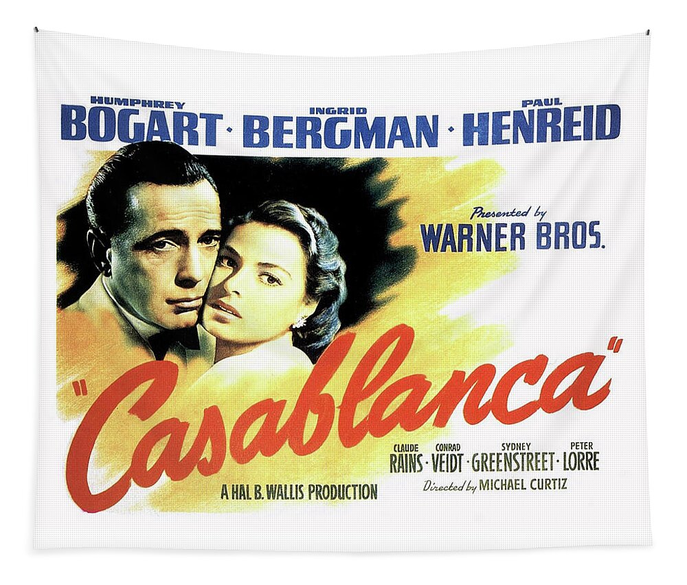 Casablanca Tapestry featuring the mixed media Casablanca by Movie Poster Prints