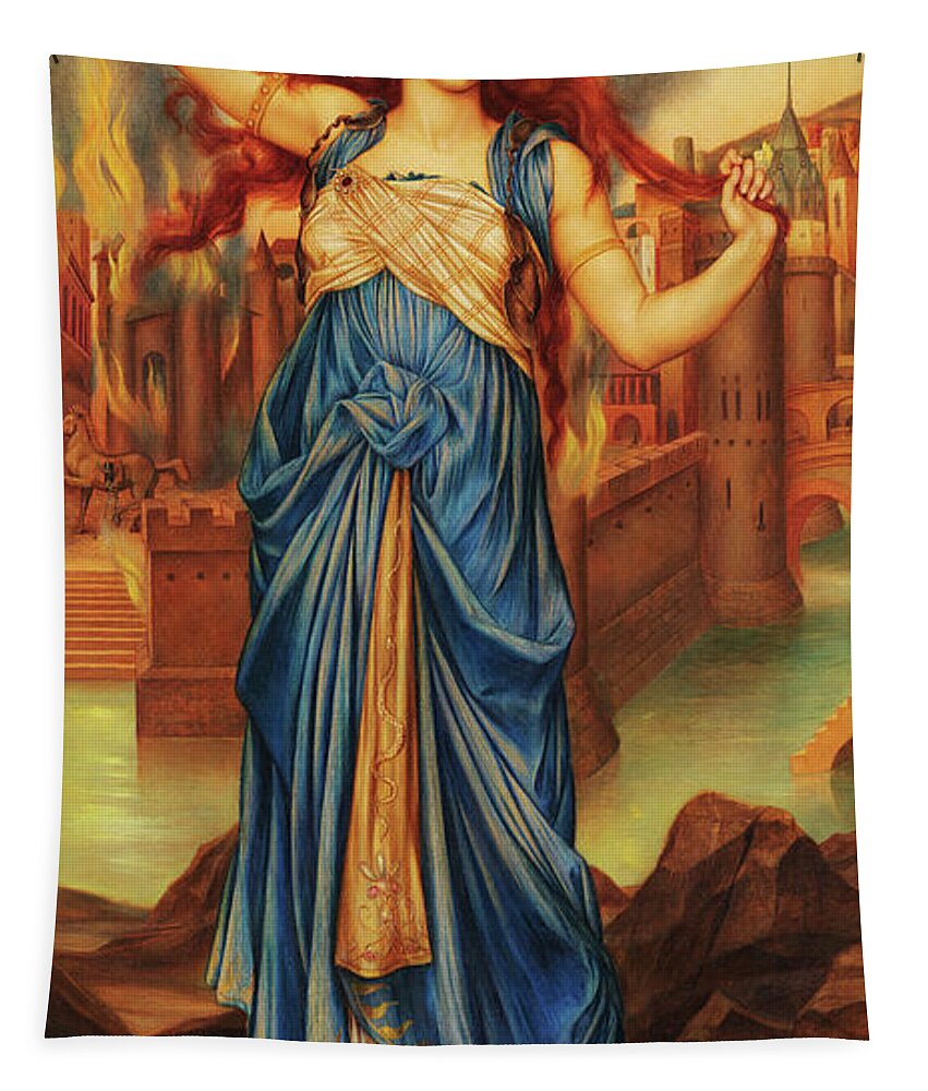 Evelyn De Morgan Tapestry featuring the painting Cassandra, 1898 by Evelyn De Morgan