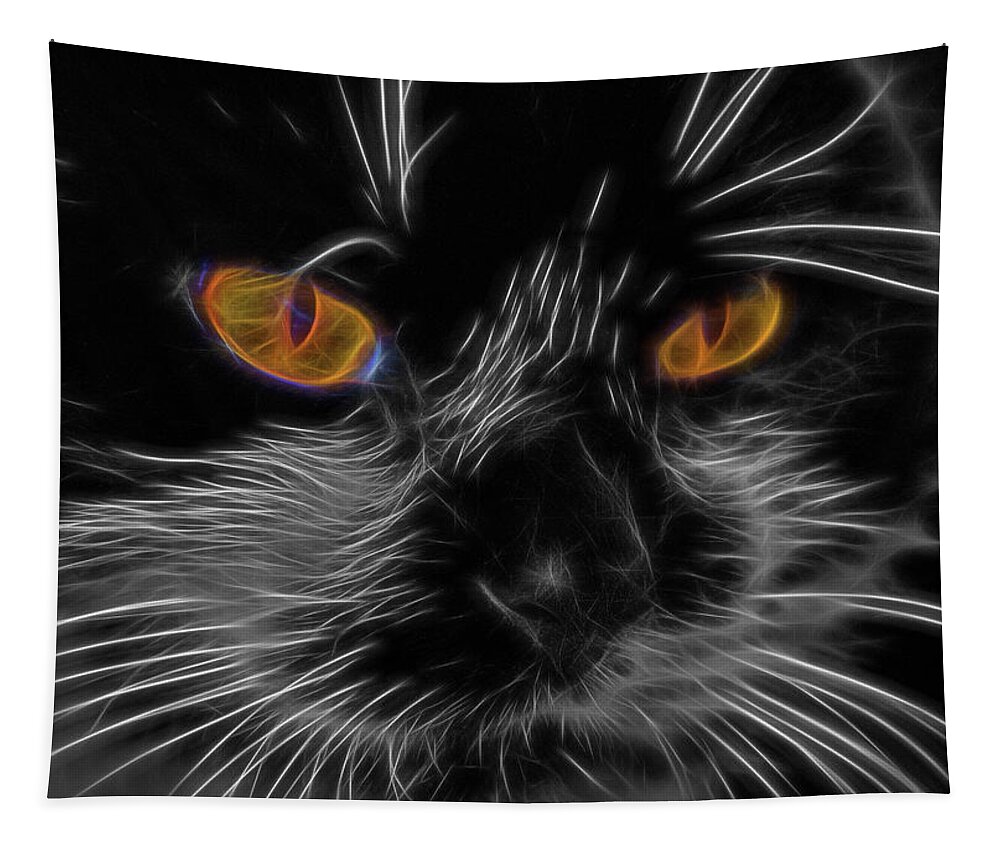 Cat Tapestry featuring the photograph Cat Eyes by Cathy Kovarik