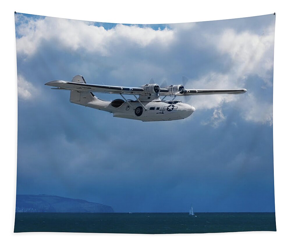 Flying Boat Tapestry featuring the photograph Catalina Off Eastbourne by Chris Lord