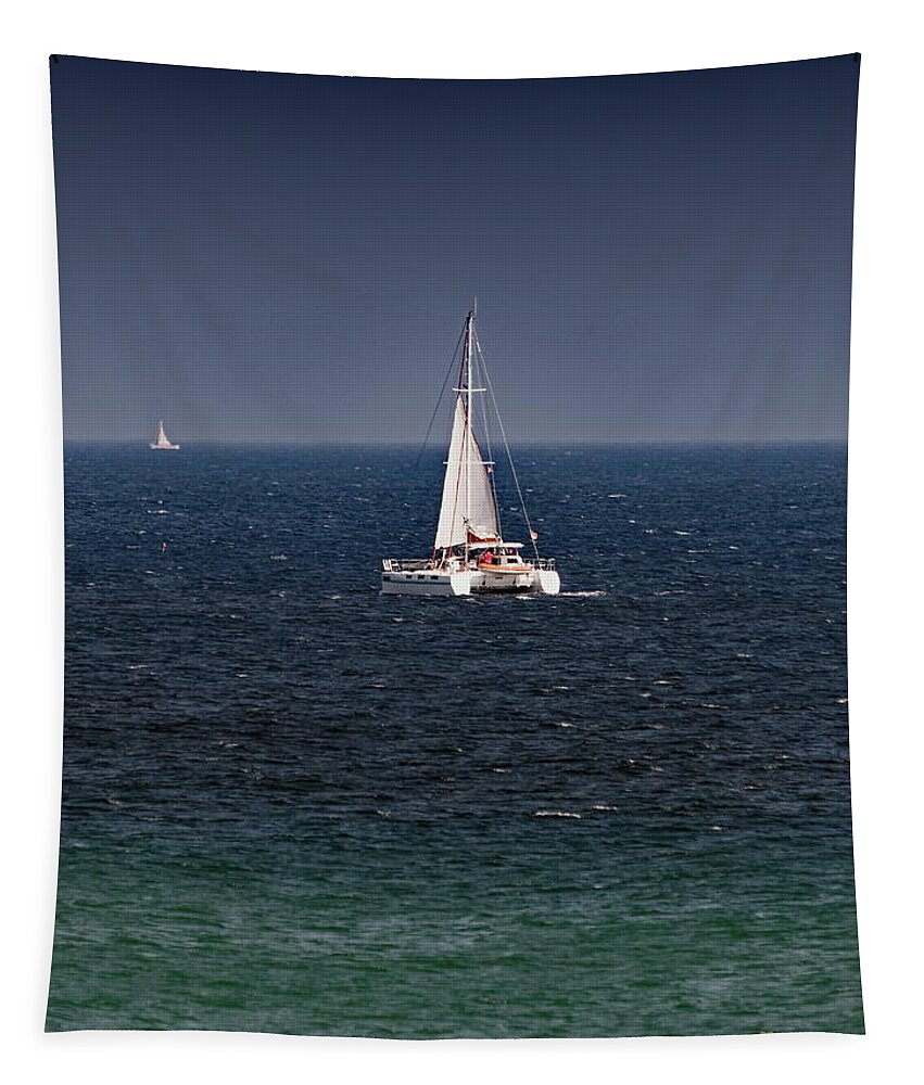 Catamaran Tapestry featuring the photograph Catamaran Under Sail by Jeff Townsend