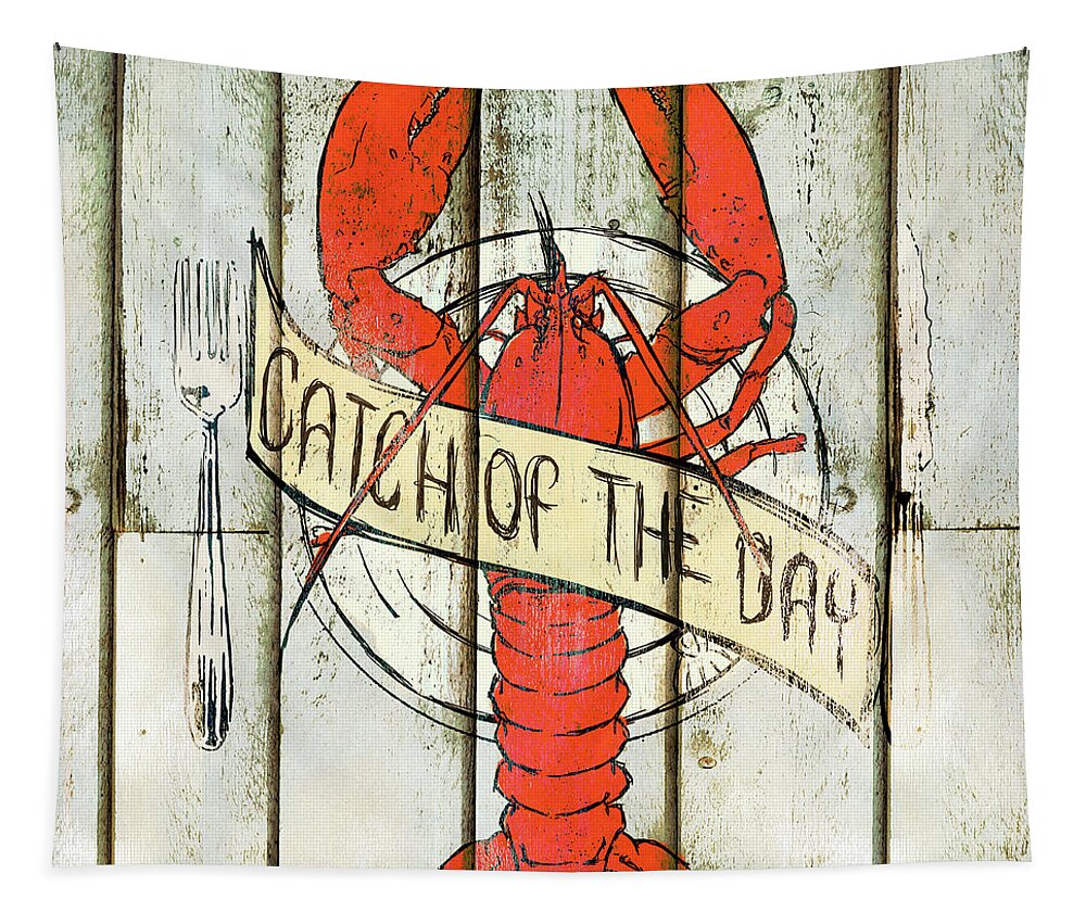 Fresh Tapestry featuring the digital art Catch Of The Day Square by Sd Graphics Studio
