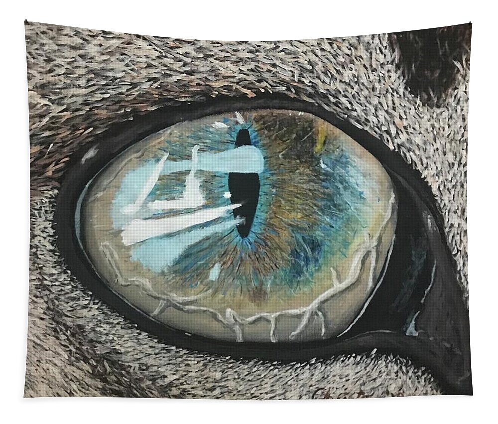 Cat Tapestry featuring the painting Cat's eye by Christo Botha