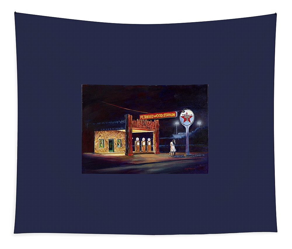 Rock Station Tapestry featuring the painting Caught between Now and Then by Cynthia Westbrook